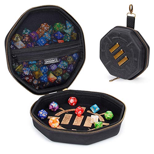 ENHANCE Tabletop Gaming Dice Case and Dice Rolling Tray - Dice Tray and Storage Container for up to 150 RPG Dice - Rugged
