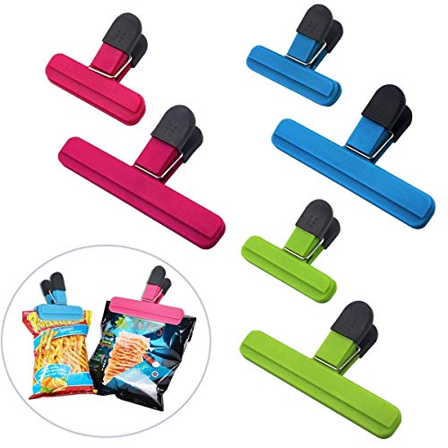 ddLUCK Large Chip Clips Food Clips Bag Sealing Clips with Good Grips Plastic Heavy Duty Air Tight Seal Grip Assorted Colors for