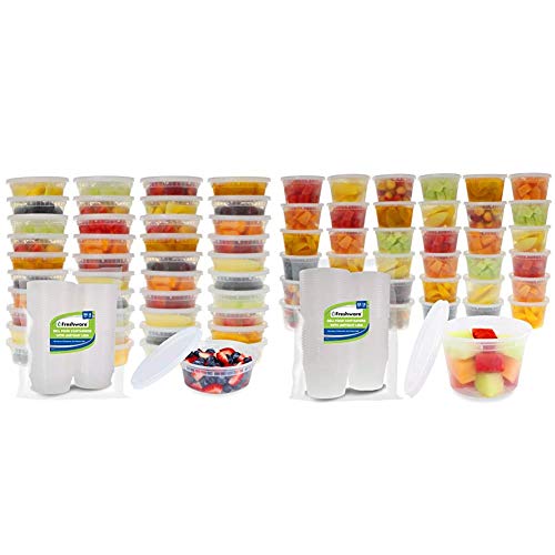 Freshware Food Storage Containers [50 Set] 8 oz Plastic Deli Containers  with Lids, Slime, Soup, Meal Prep Containers & Food
