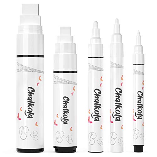 Chalkola White Chalkboard Chalk Markers - White Dry Erase Marker for Blackboard, Chalkboard Signs, Windows, Glass | Variety pack -