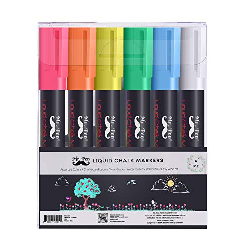 Mr. Pen- Chalk Markers, 6 Pack, Dual Tip, Assorted Color, 8 Labels, Chalk  Markers for Blackboard, Liquid Chalk Markers
