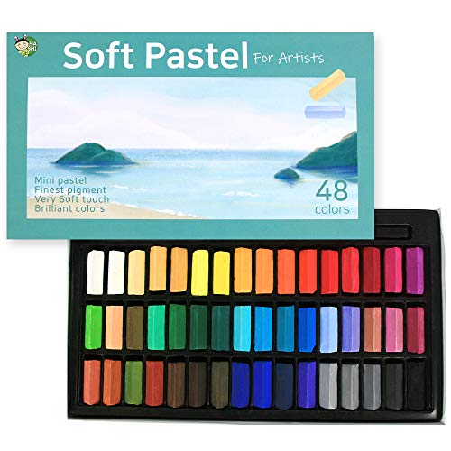 HASHI Non Toxic Soft Pastels for Professional - Square Chalk pastel Assorted Colors (48 Colors)
