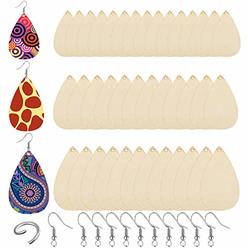 Hicarer 120 Pieces Unfinished Wooden Teardrop Earring Pendants 3 Sizes Blank Wood Earring Charms with Earring Hooks and Jump Rings