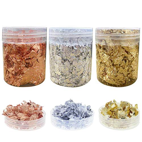 LEFUBABY 3 Boxes Gilding Flakes Gold Foil Flakes for Resin Imitation Gold  Foil Flakes Metallic Leaf for Nails Painting Crafts Slime