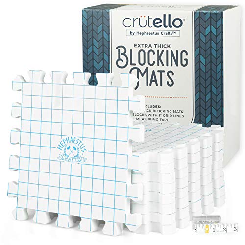 Crutello Extra Thick Blocking Mats for Knitting - Pack of 9 White Blocking  Boards with Grids for
