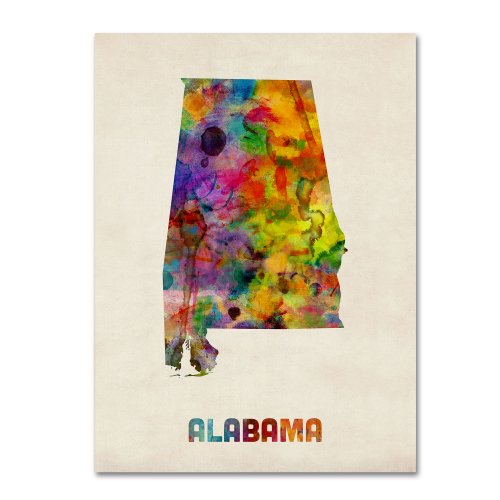 Trademark Global Alabama Map by Michael Tompsett, 18 by 24-Inch Canvas Wall Art
