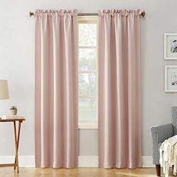 Sun Zero 51744 Easton Blackout Energy Efficient Rod Pocket Curtain Panel, 40" x 84", Blush Pink