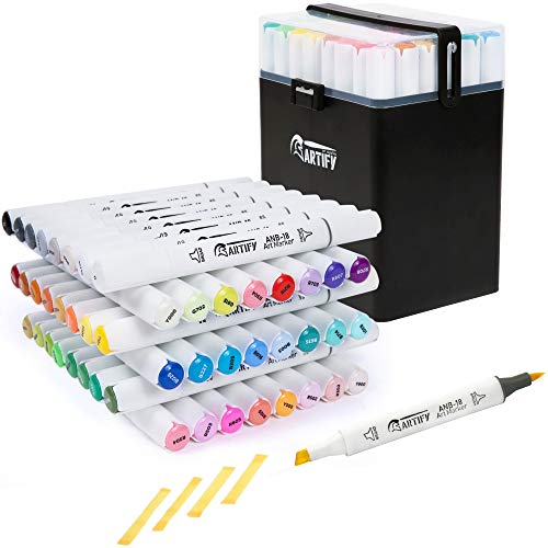 Artify Art Supplies Artify 48 Colors Brush Chisel Markers, Dual Tips Artist  Markers, Drawing Marker Set with Carrying Case for Adult Coloring and