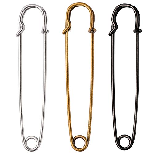 Officepal 4 inches Heavy Duty Safety Pins in a Box Container, Large, Extra  Strong Steel Metal Spring Lock Pin Fasteners for