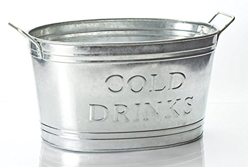 KINDWER Galvinized Cold Drinks Oval Tub, Silver
