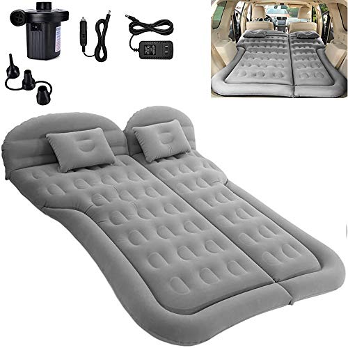 SAYGOGO SUV Air Mattress Camping Bed Cushion Pillow - Inflatable Thickened Car Air Bed with Electric Air Pump Flocking