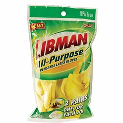Libman All Purpose Reusable Latex Glove, Large, Yellow, 6 Pair