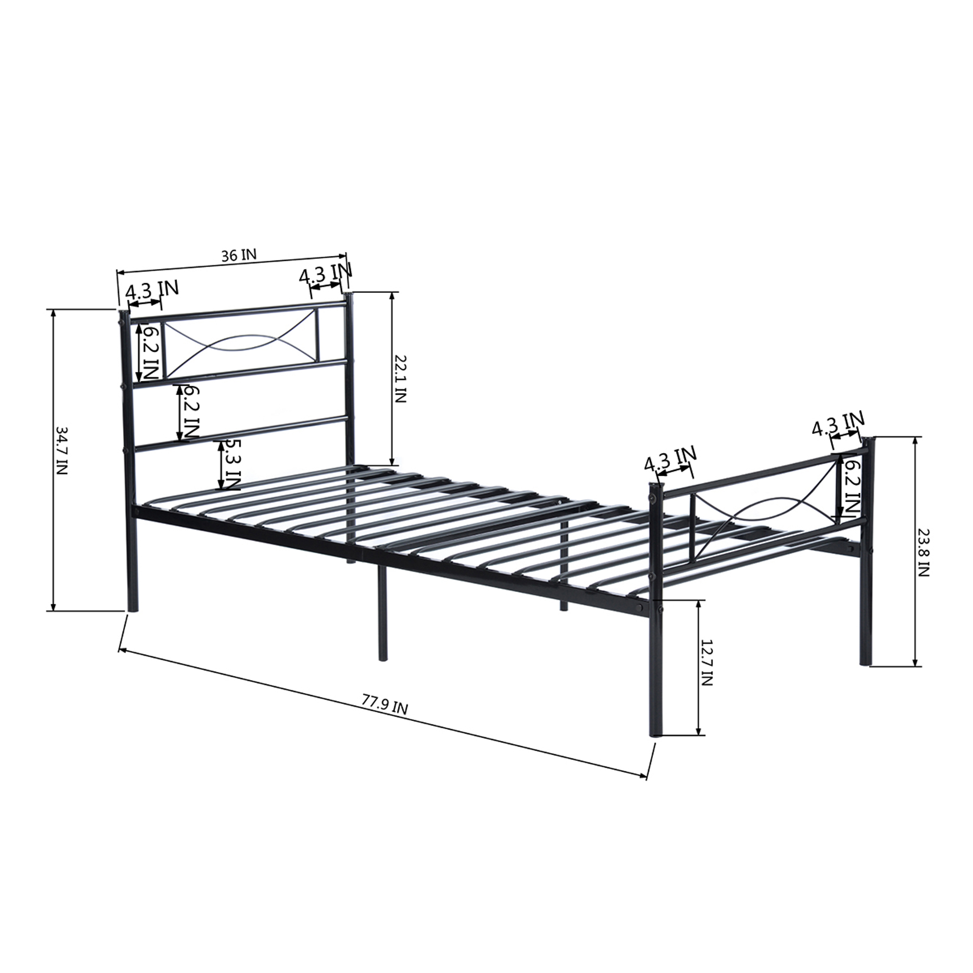 Furniture R Bedroom Metal Bed Frame Platform Base Mattress Foundation ...