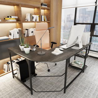 Teraves Reversible Panel L Shaped Wood Computer Desk Pc Laptop