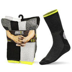 Jobsite 4 Pairs Men's Working Tough Cushioned Crew Boot Sock with Soil Guard