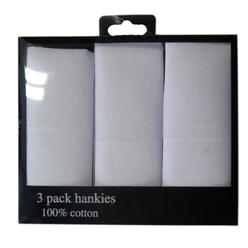 Maggshop New Mens 3-Pack Handkerchiefs 100% Cotton Classic Hankies Hankerchief White
