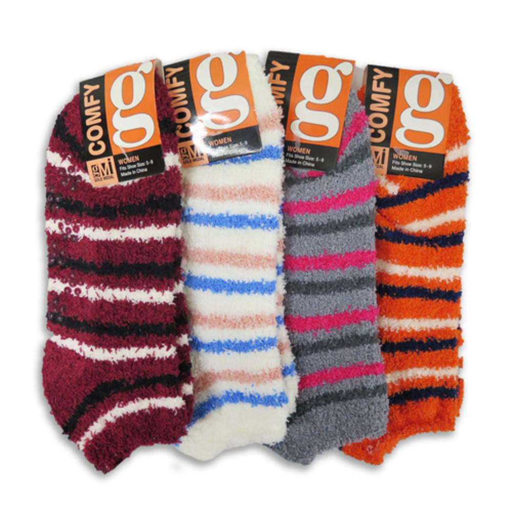 Maggshop 4 or 8 Pairs Cozy Fuzzy Winter Women Socks,Gripper Slippers Socks,Fluffy No Show House Socks Lightweight Non Skid Bottoms