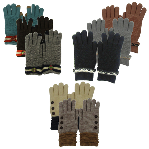 CLEAR CREEK 2 Pack Clear Creak Women's Insulated Gloves Knit Winter Gloves Thermal Insulation Warm- Assorted Color
