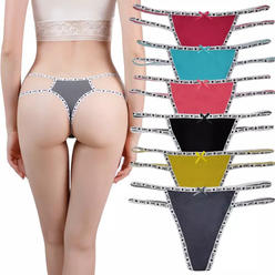 Maggshop 6 Pack Lace Underwear Women Panties Thong Low Waist Sexy Secret love Letter Thong Lingerie Brief Panty