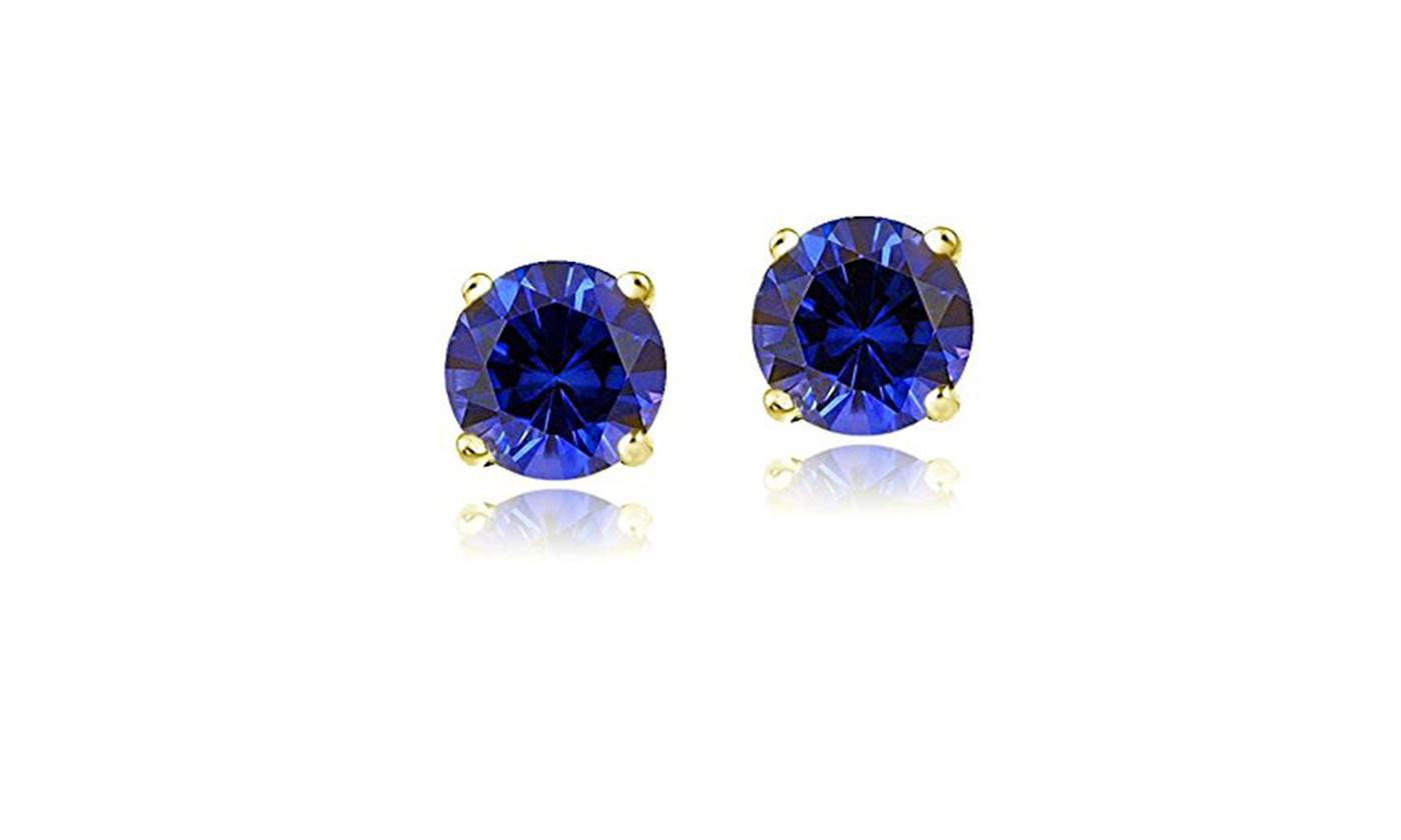 Bonjour Jewelers 14k Gold Round 6mm Created Gemstone Stud Earrings