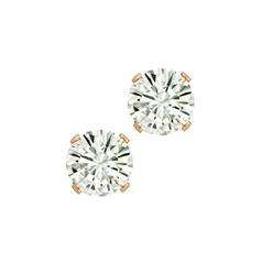 Bonjour Jewelers 18k Rose Gold Plated Silver 7mm Round Created Moissanite White Stud Earrings