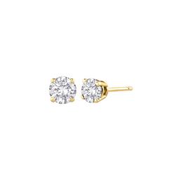 Bonjour Jewelers 14k Yellow Gold 2 Ct Round White Cubic Zirconia Stud Earrings