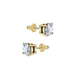 Bonjour Jewelers 14k Yellow Gold Plated 925 Silver 6 MM Round Moissanite Stud Earrings
