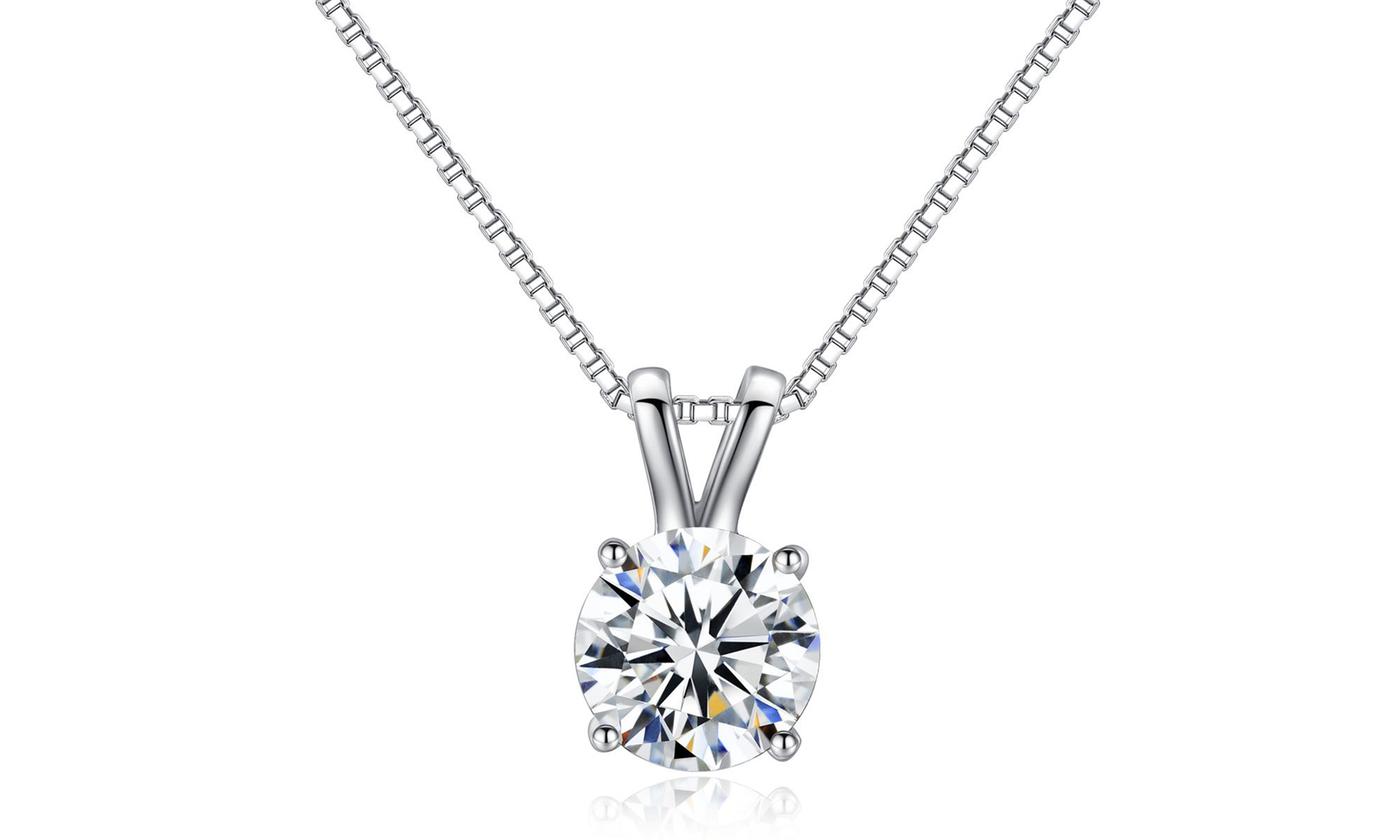 Bonjour Jewelers 3 Cttw Round White Sapphire 18 Inch Necklace In 14k Gold Plated