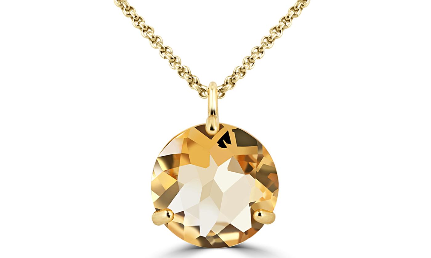 Bonjour Jewelers 1 Cttw Round Citrine 18 Inch Necklace In 14k Gold