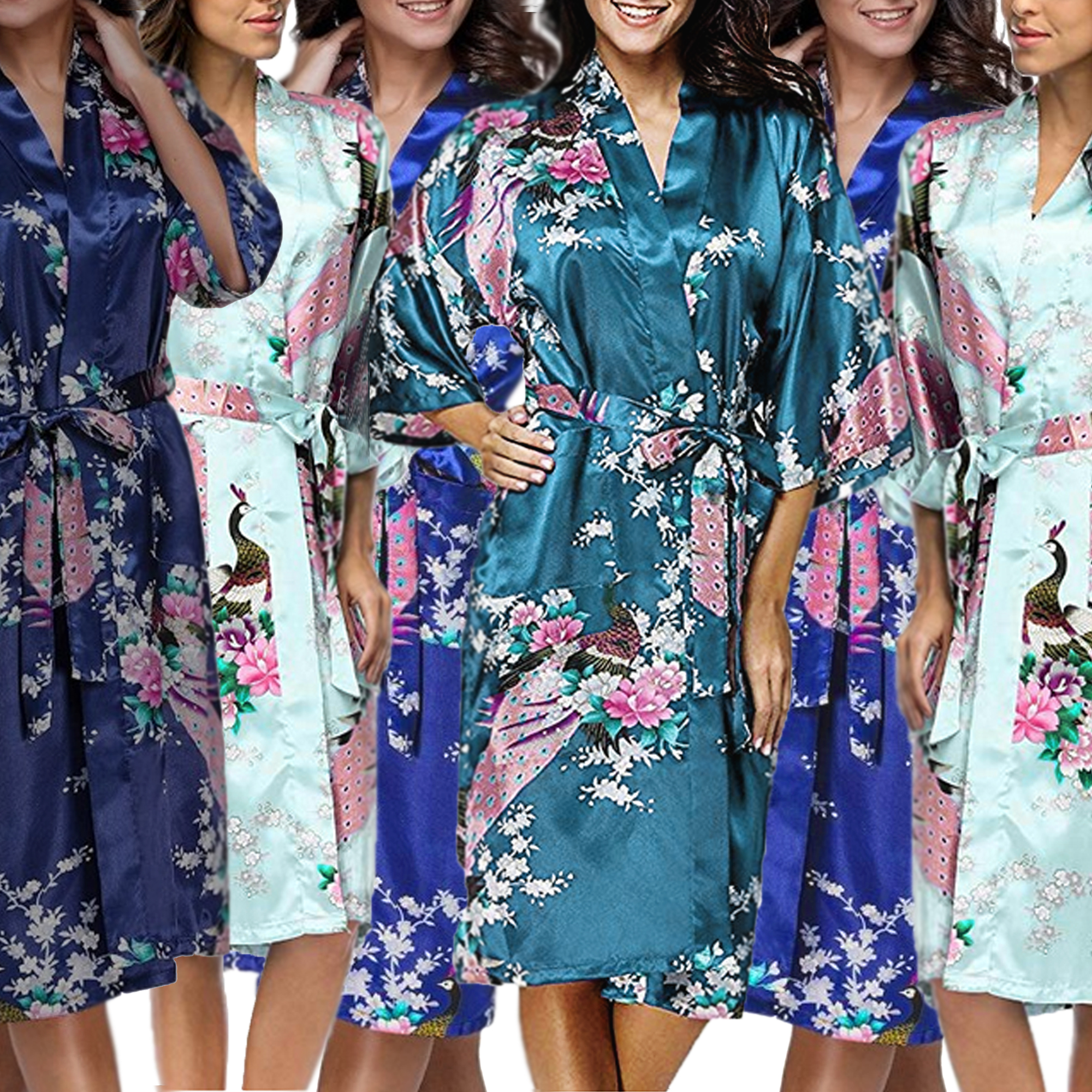 Gifts Are Blue Floral Bridal Party Bride & Bridesmaid Robes Sets, Sizes 2-18, Set of 12