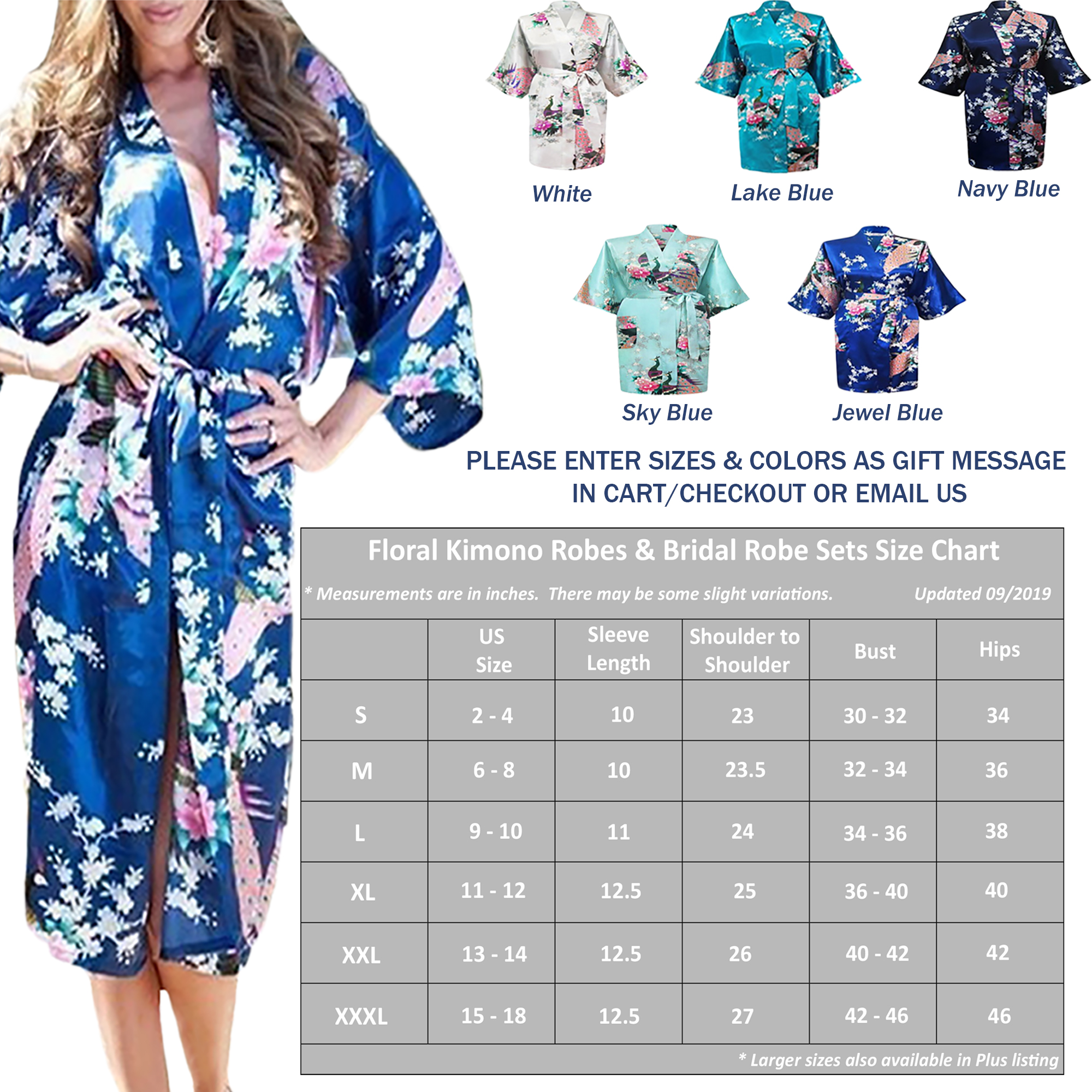 Gifts Are Blue Floral Bridal Party Bride & Bridesmaid Robes Sets, Sizes 2-18, Set of 10