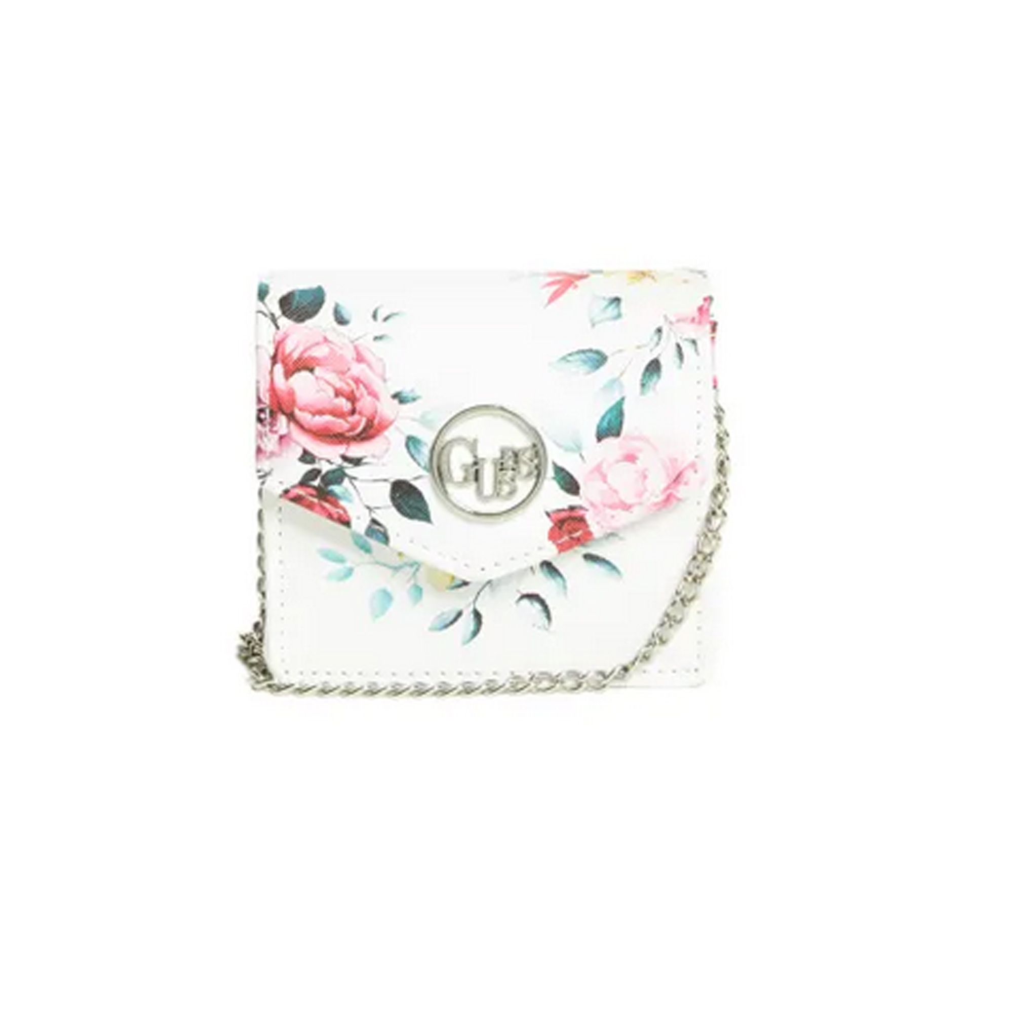 Guess Blaire Chain Card Case by Guess, White Floral
