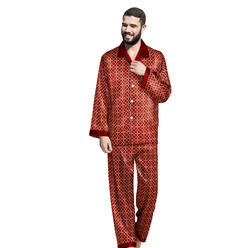 BluChi Mens Regular & Big and Tall Pajama Set with Button Down, Drawstring & Pockets - Long Sleeve Satin Sleepwear PJs