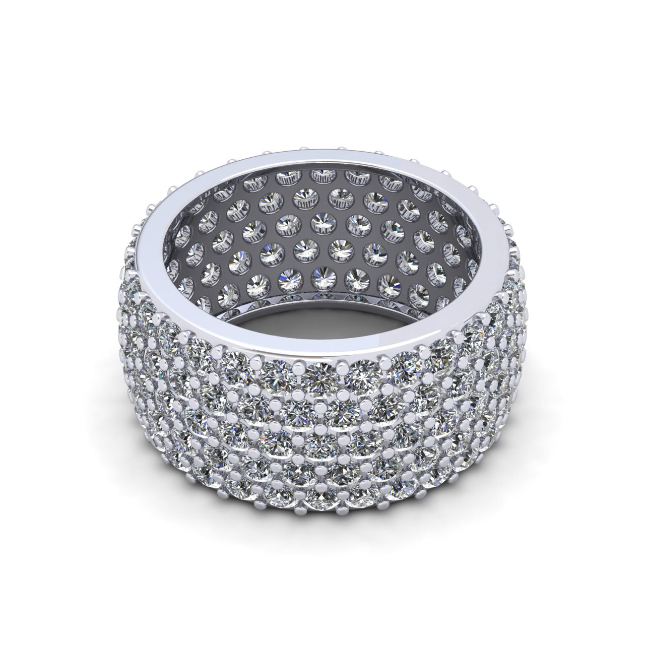 Jewel We Sell Natural 5.00Ct Round Brilliant Cut Diamond Wide Pave Ladies Anniversary Wedding Eternity Band Ring Solid 10k White Gold G-H I1