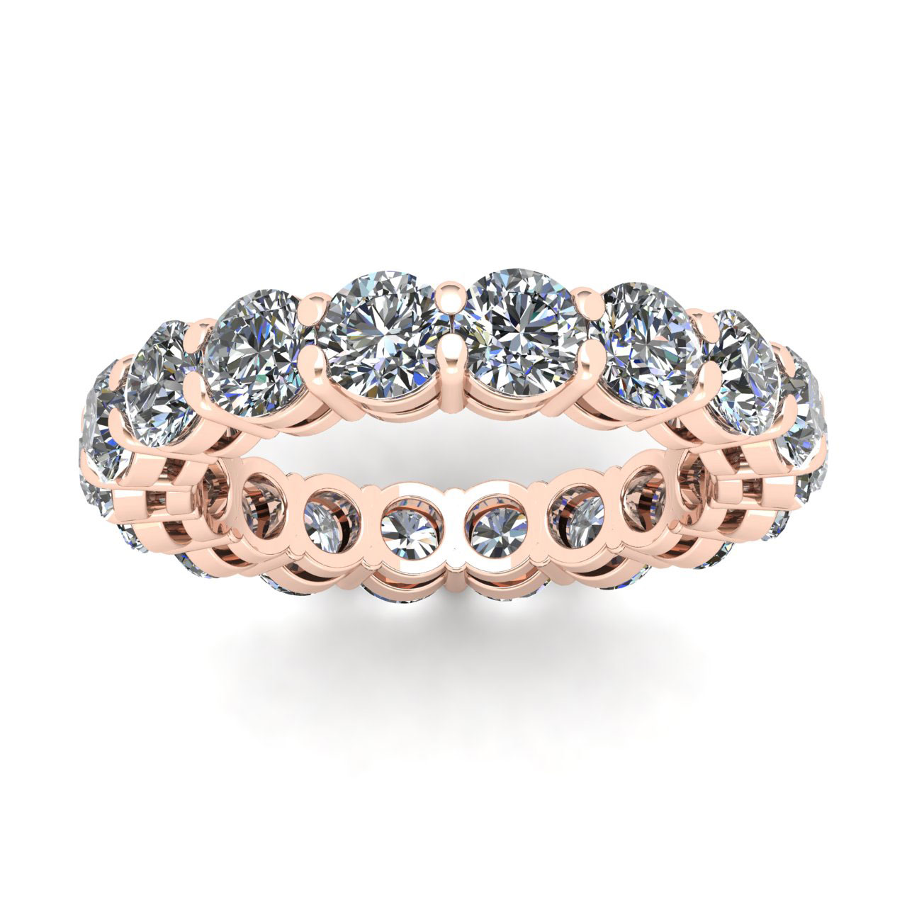 Jewel We Sell Natural 4.50Ct Round Diamond Shared Prong Gallery Ladies Anniversary Wedding Eternity Band Ring Solid 18k Rose Gold G SI1