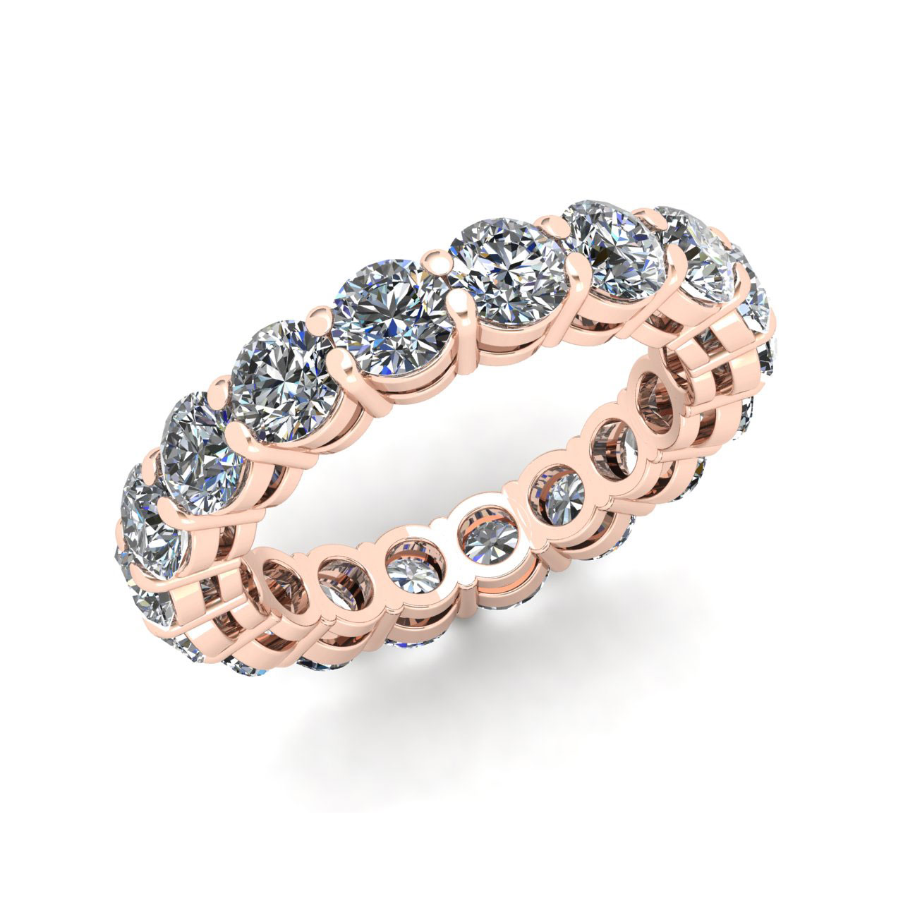 Jewel We Sell Natural 4.50Ct Round Diamond Shared Prong Gallery Ladies Anniversary Wedding Eternity Band Ring Solid 18k Rose Gold G SI1