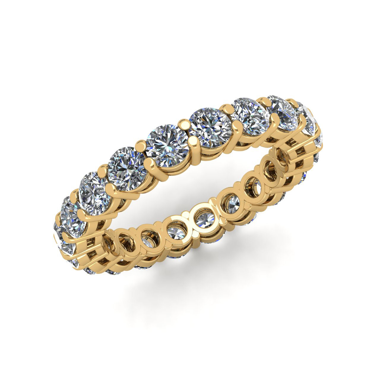 Jewel We Sell Natural 3.00Ct Round Diamond Shared Prong Gallery Ladies Anniversary Wedding Eternity Band Ring Solid 18k Yellow Gold G SI1