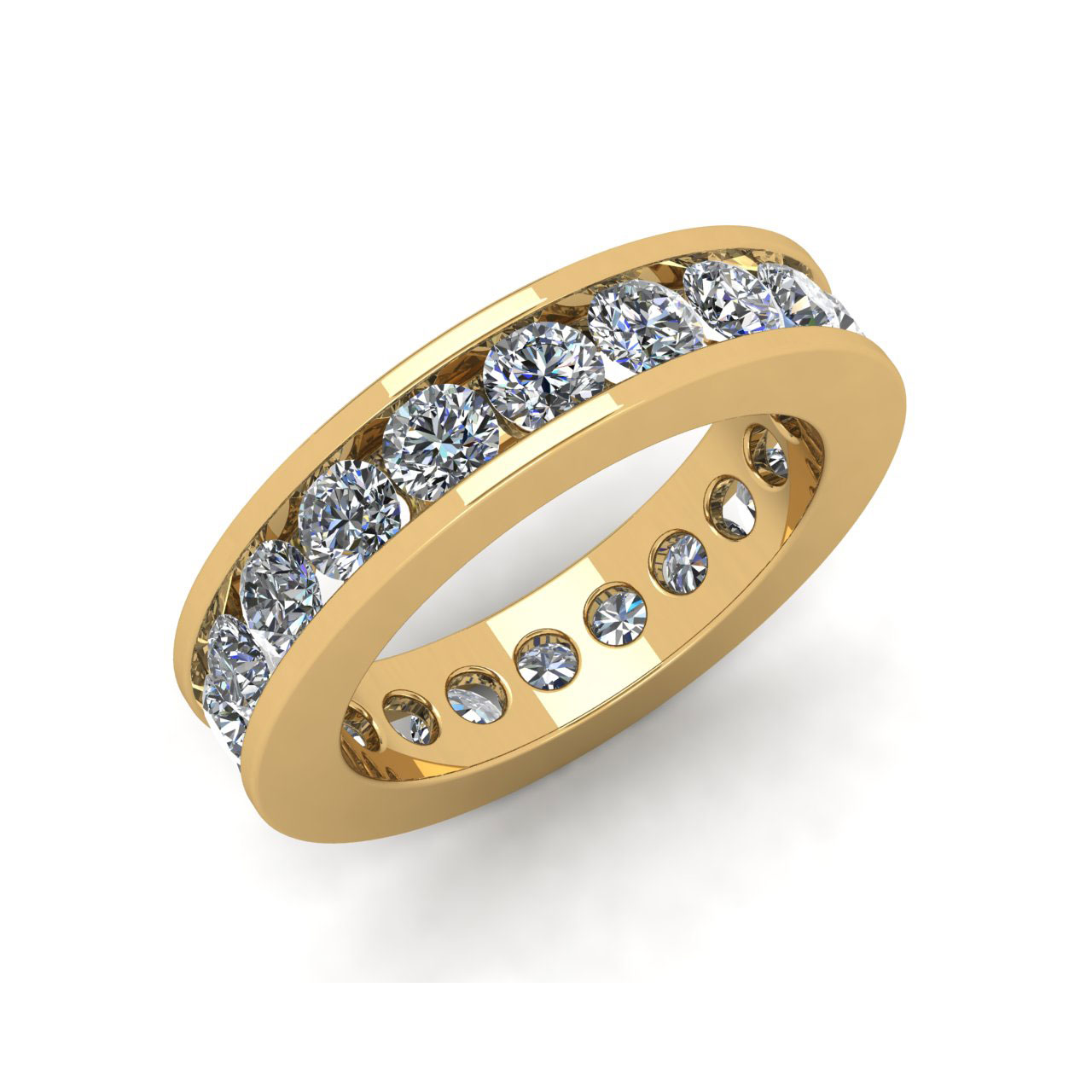 Jewel We Sell Natural 3.00Ct Round Diamond Channel Set Ladies Anniversary Wedding Eternity Band Ring Solid 14k Yellow Gold G SI1