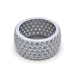 Jewel We Sell Natural 5.00Ct Round Diamond Wide Pave Ladies Anniversary Wedding Eternity Band Ring Solid 18k White Gold F VS2