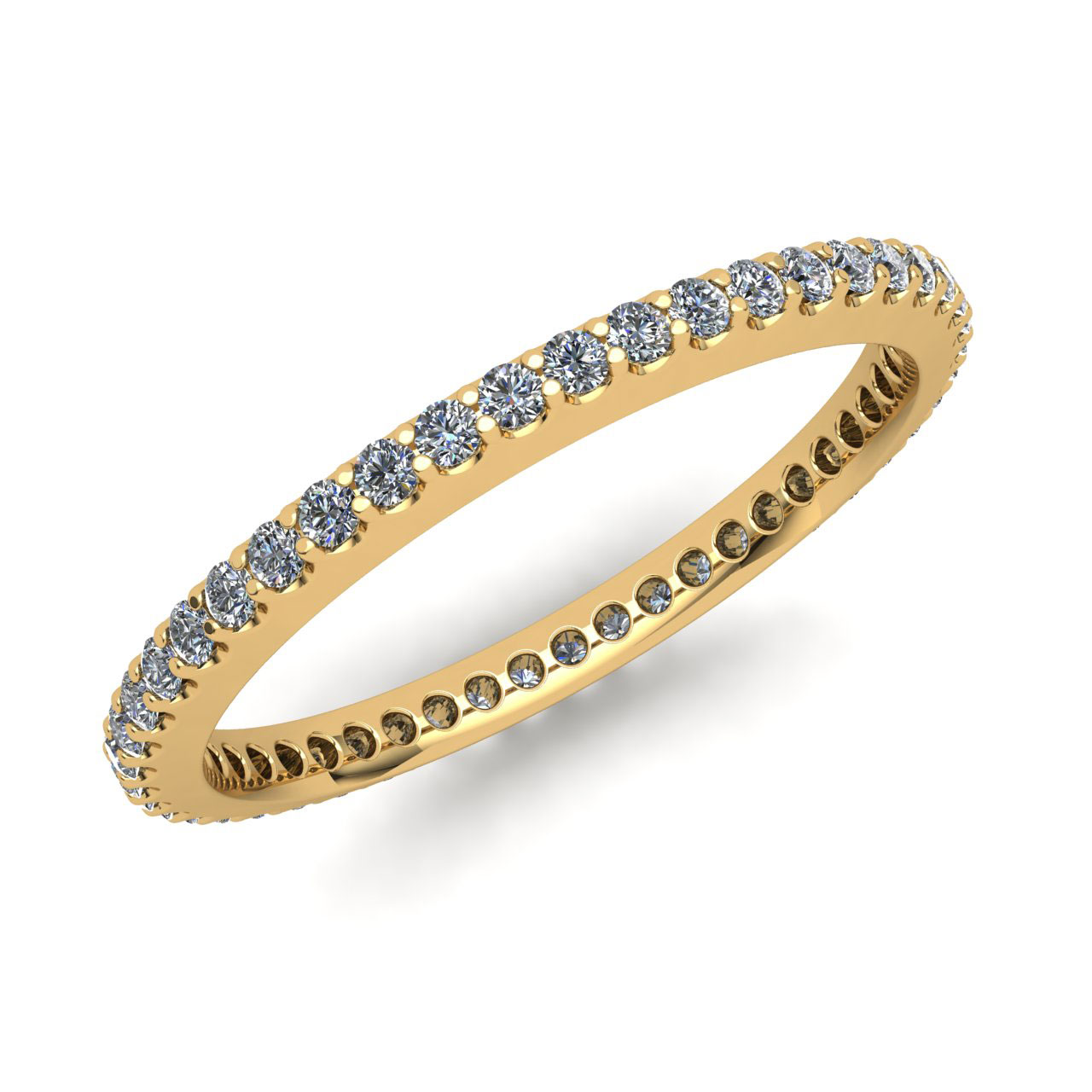 Jewel We Sell Natural 0.35Ct Round Cut Diamond Stackable Ladies Anniversary Wedding Eternity Band Ring Solid 14k Yellow Gold F VS2