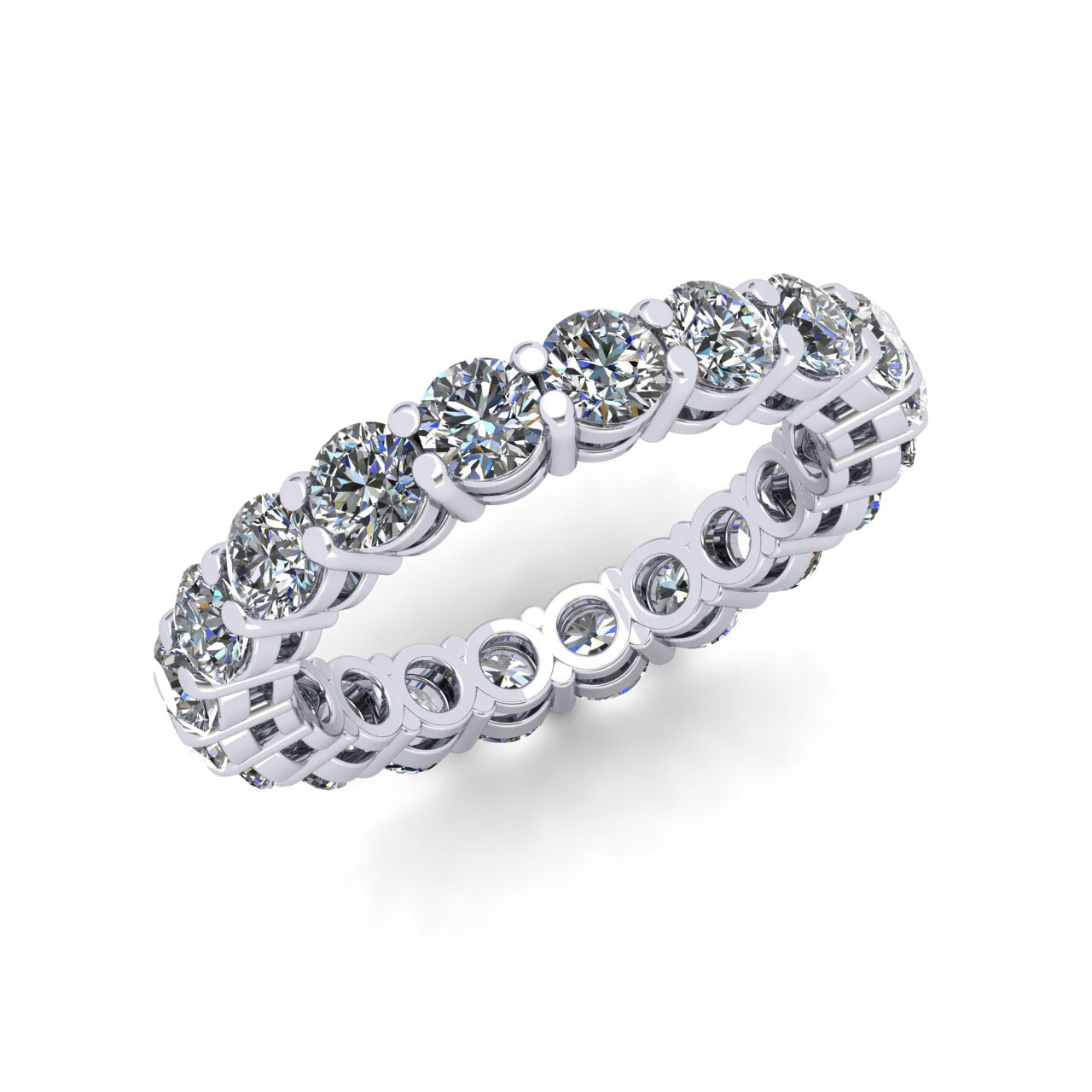 Jewel We Sell Natural 3.00Ct Round Diamond Shared Prong Gallery Ladies Anniversary Wedding Eternity Band Ring Solid 10k White Gold G-H I1