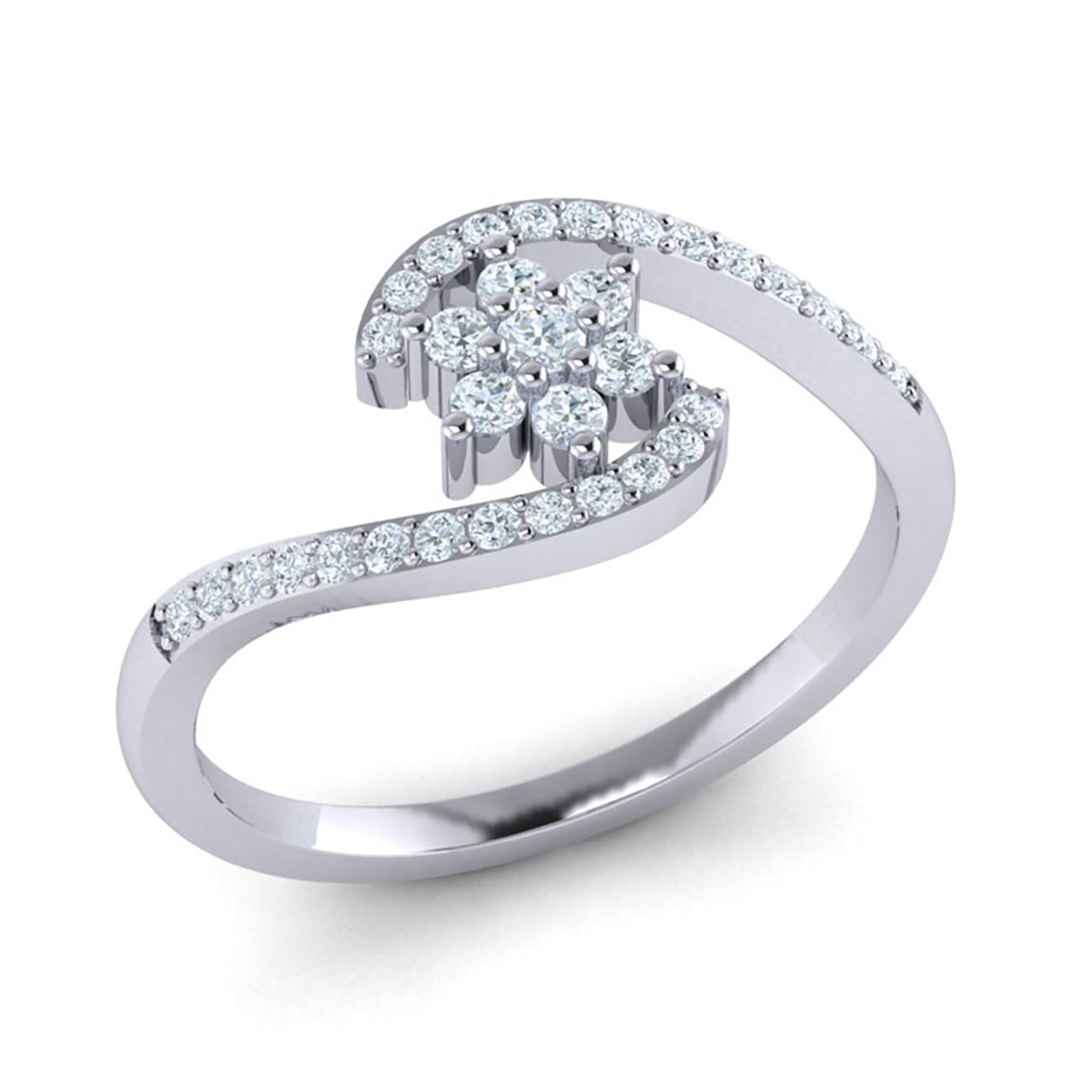 Jewel We Sell Natural 0.75ct Round Cut Diamond Fancy Ladies Engagement Bridal Ring Anniversary 14K White Gold