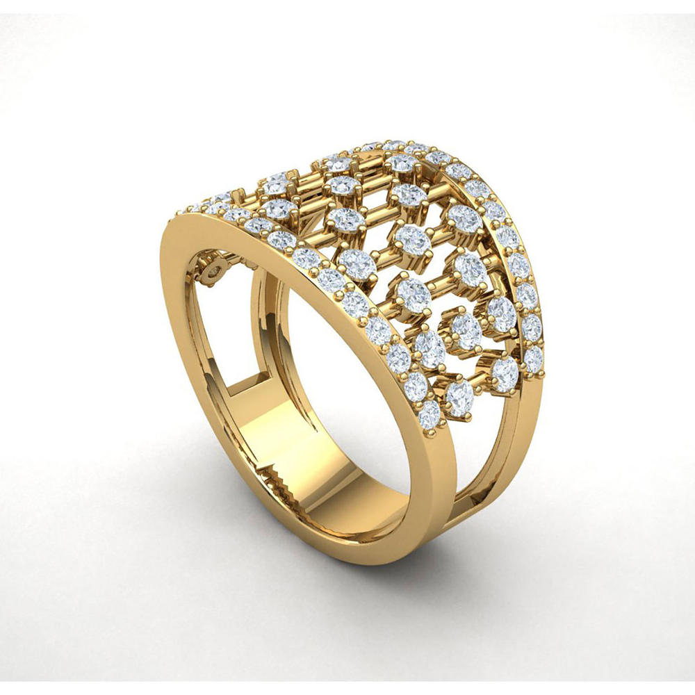 Jewel We Sell Genuine 1.5ctw Round Cut Diamond Bridal Modern Engagement Fancy Ring Anniversary 10K Yellow Gold