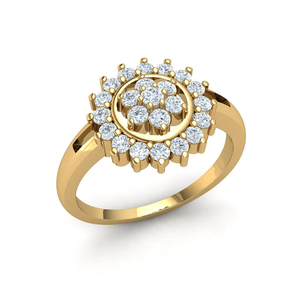 Jewel We Sell Genuine 0.5ct Round Cut Diamond Women's Fancy Modern Anniversary Ring Bridal 18K Yellow Gold