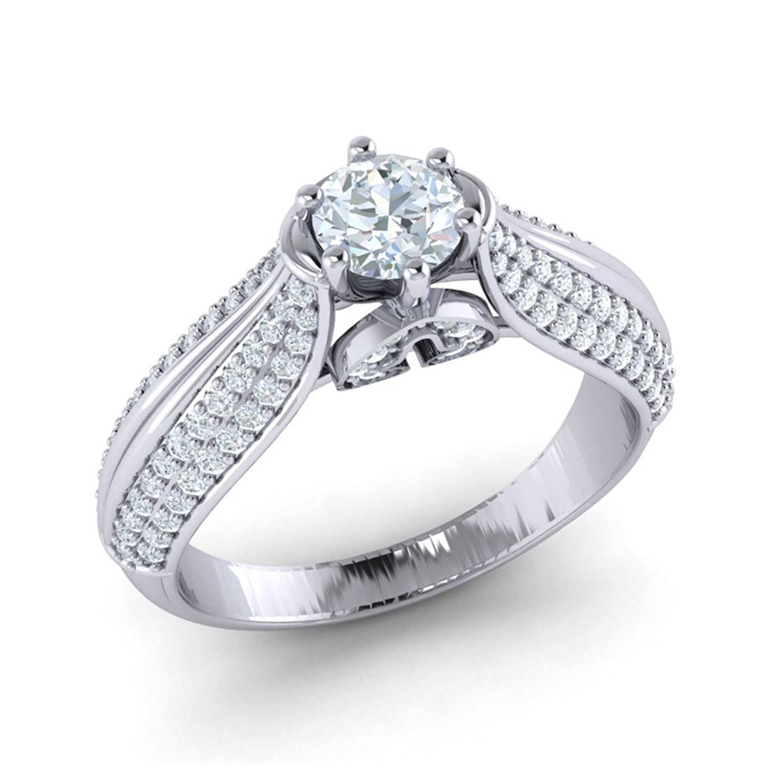 Jewel We Sell 2carat Round Cut Diamond Women's Solitaire Bridal Engagement Ring Anniversary Band 18K White Gold H SI2