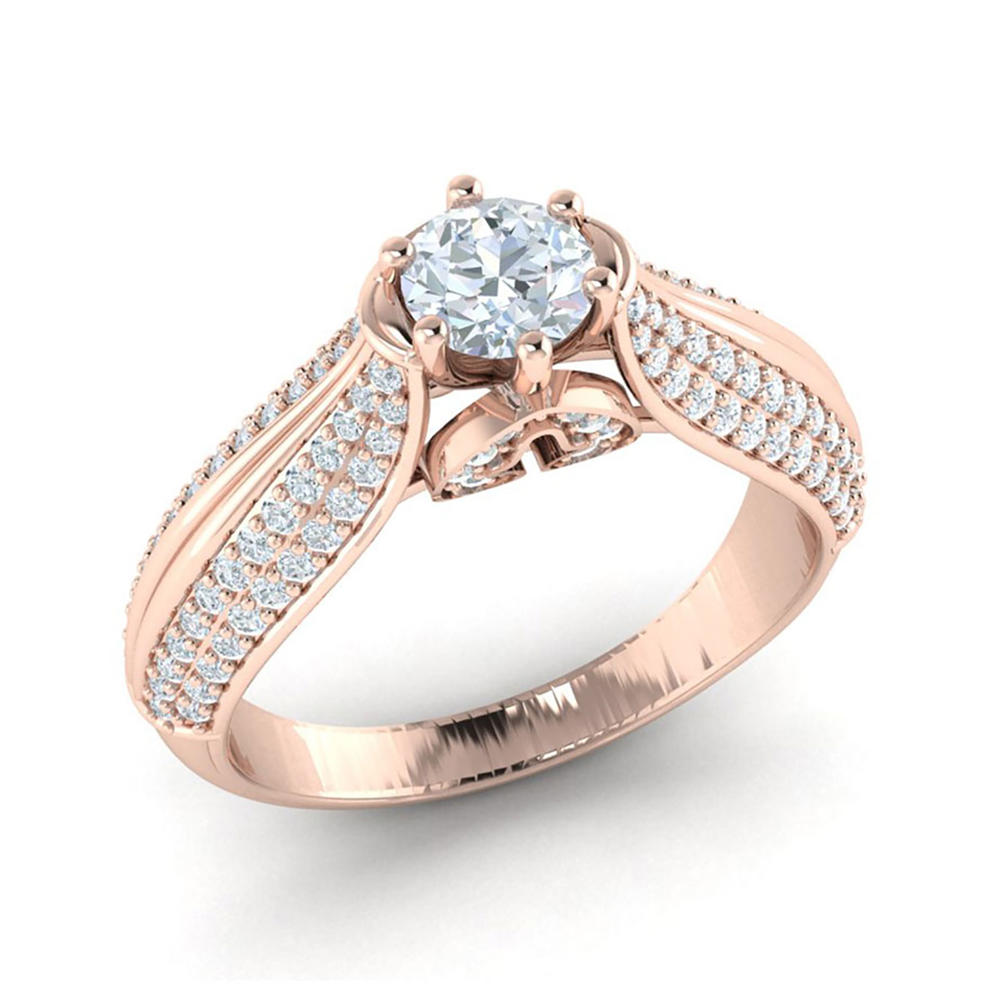 Jewel We Sell 2carat Round Cut Diamond Women's Solitaire Bridal Engagement Ring Anniversary Band 18K Rose Gold H SI2