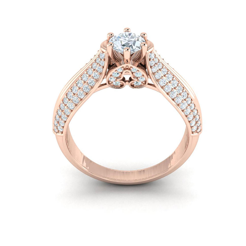 Jewel We Sell 2carat Round Cut Diamond Women's Solitaire Bridal Engagement Ring Anniversary Band 18K Rose Gold H SI2