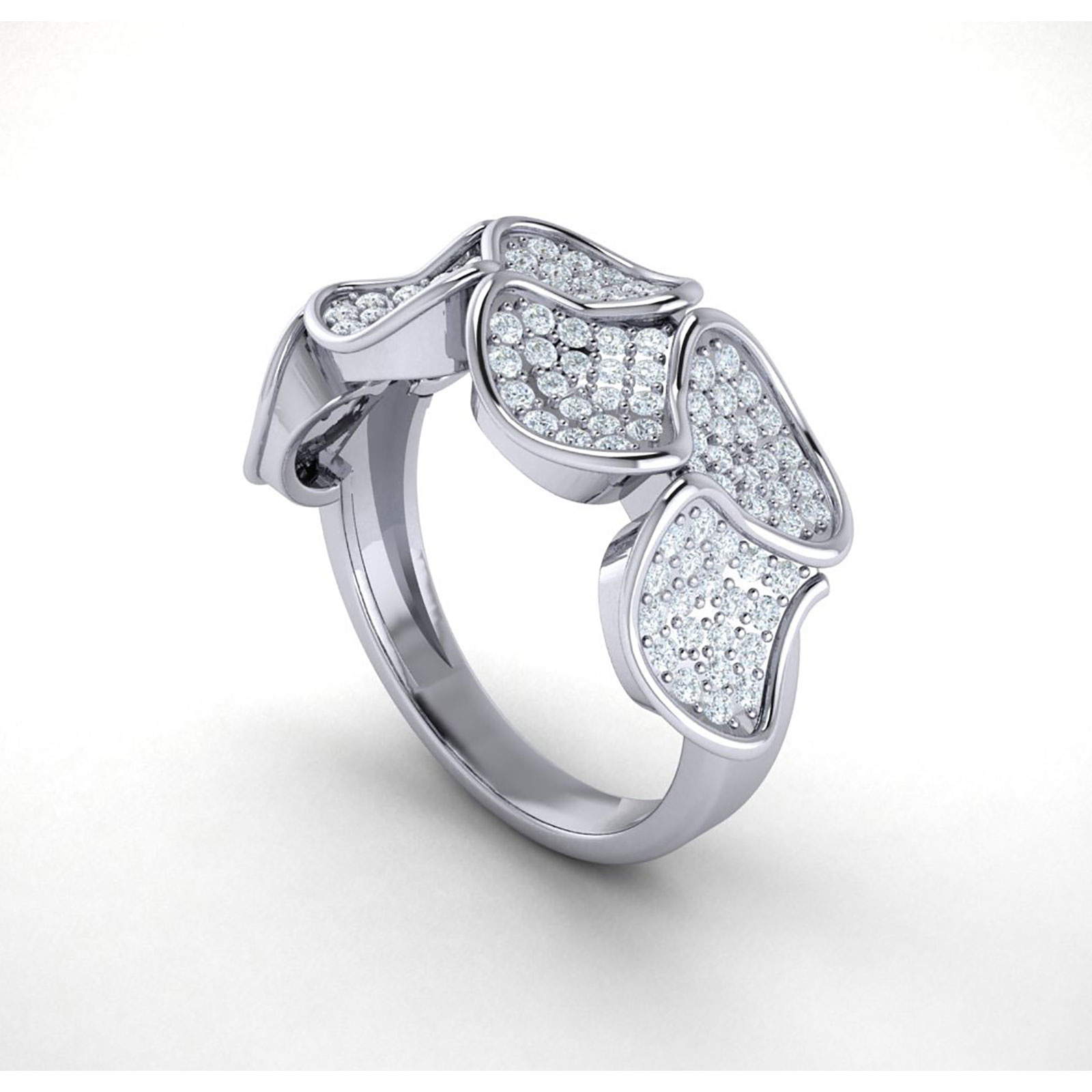 Jewel We Sell 0.75ct Round Cut Not Enhanced Diamond Classic 3-Row Bridal Wedding Band Anniversary Ring 14K White Gold