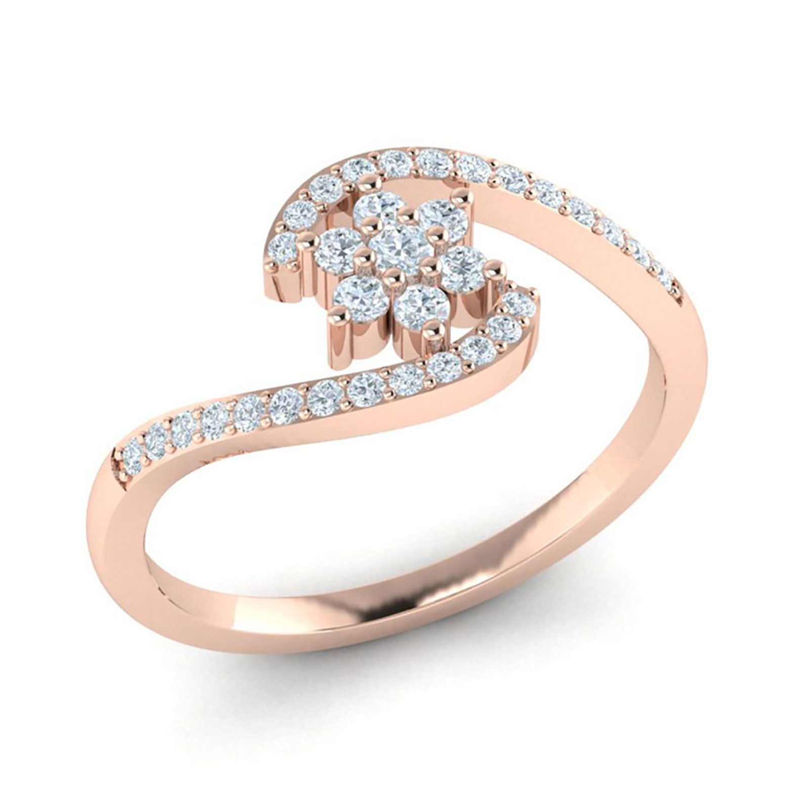 Jewel We Sell Real 0.3carat Round Cut Diamond Fancy Ladies Engagement Bridal Ring Anniversary 14K Rose Gold