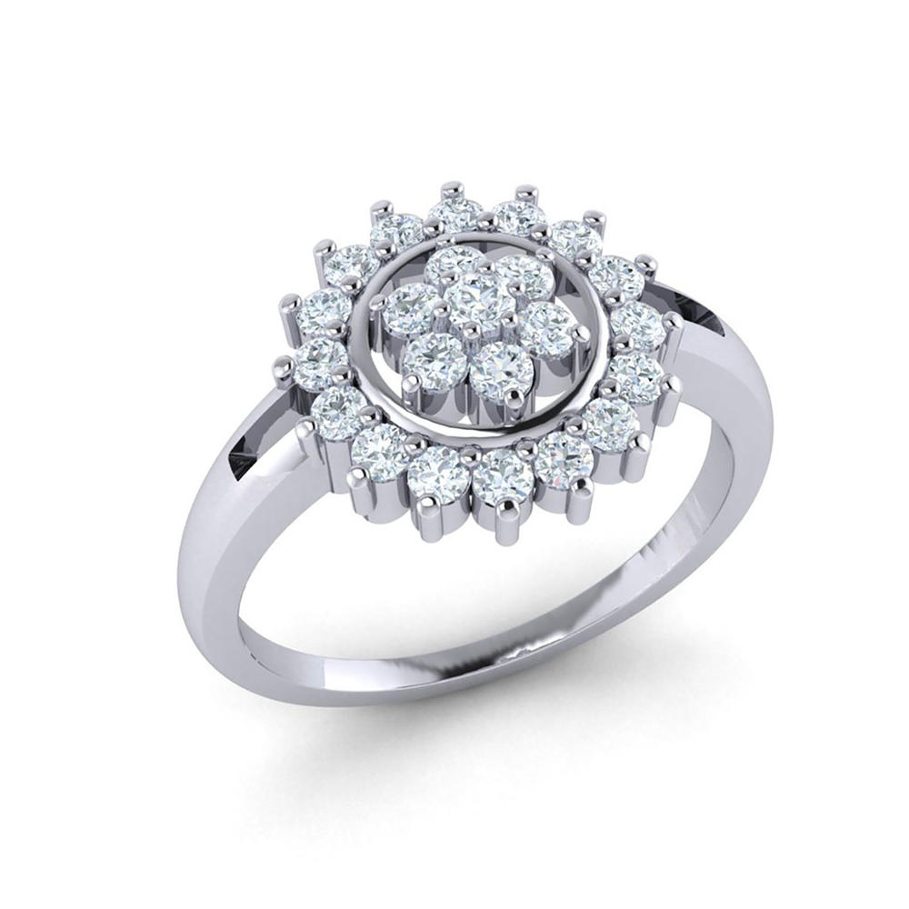 Jewel We Sell Natural 1ct Round Cut Diamond Fancy Ladies Stylized Anniversary Ring Bridal 18K White Gold